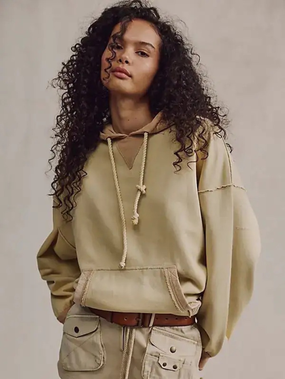 NWT FREE PEOPLE WE THE FREE Lou Baked Hoodie | Hemp Latte Combo MSRP $168 Size S